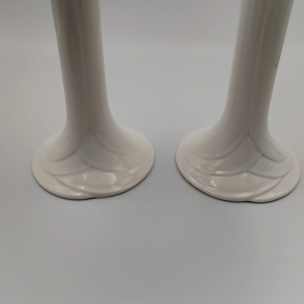 Vtg Royal Doulton Hotel Porcelain England White Candlestick Hloders 6. 5